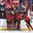 BUFFALO, NEW YORK - JANUARY 4: Canada's Maxime Comtois #14 celebrates with Kale Clague #10, Jake Bean #2. Alex Formenton #24 and Dante Fabro #8 after scoring a second period goal against the Czech Republic during semifinal round action at the 2018 IIHF World Junior Championship. (Photo by Matt Zambonin/HHOF-IIHF Images)

